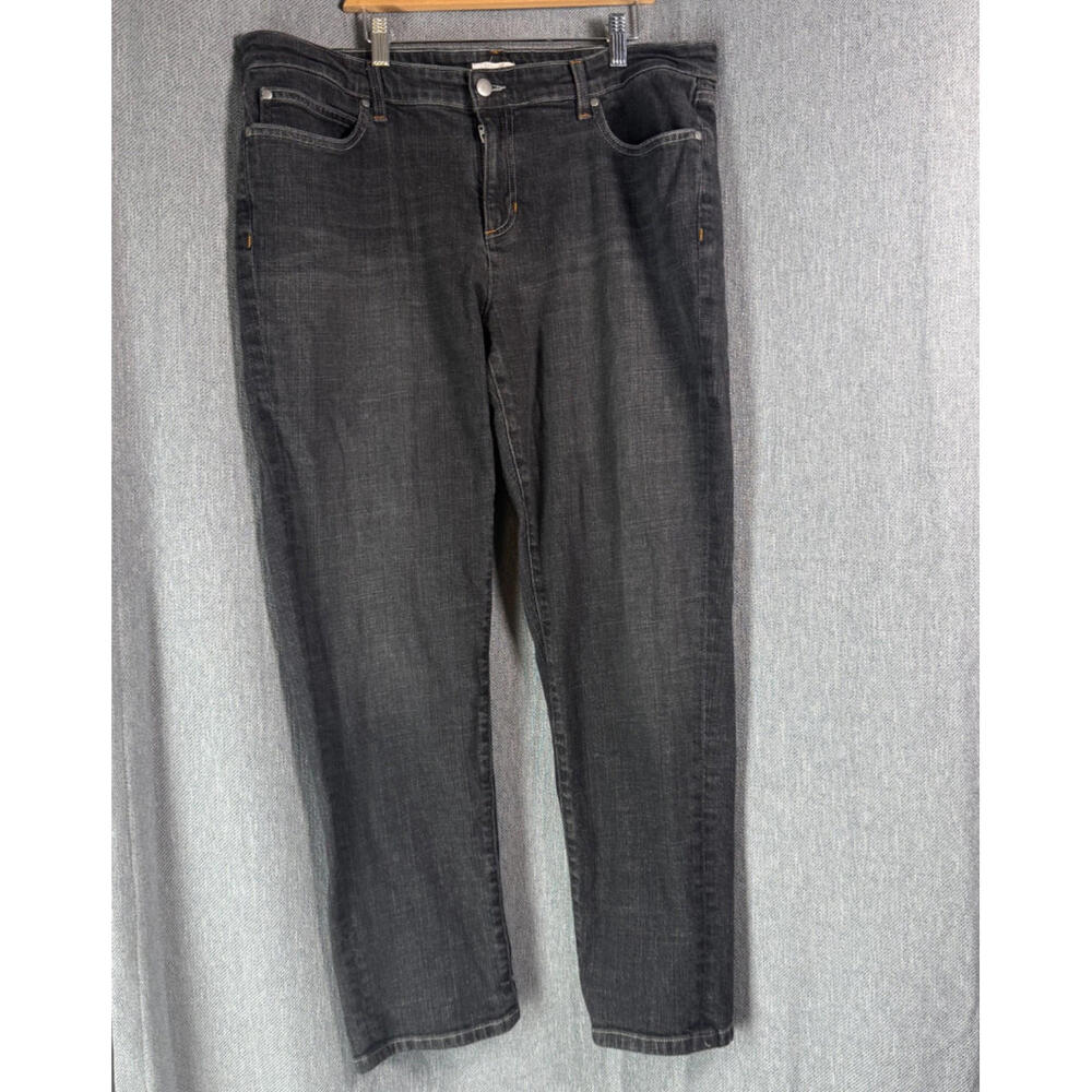 Eileen Fisher Size 14 Faded Black Organic Cotton Stretch Mid Rise Skinny Jeans